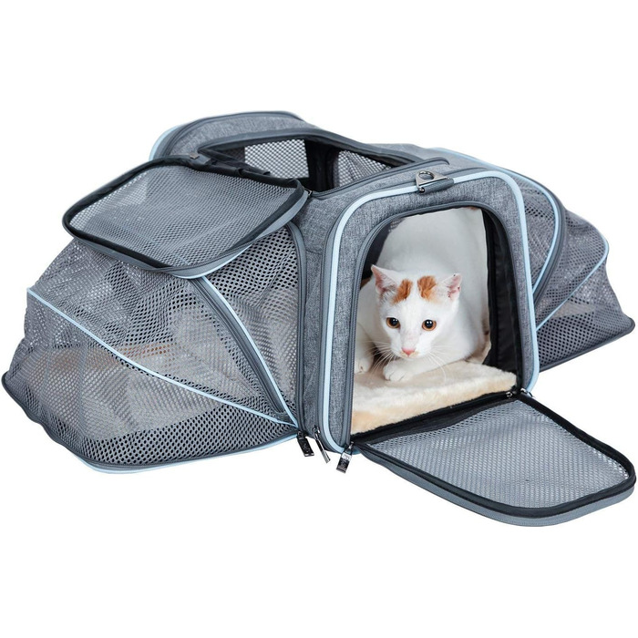 Складана переноска для собак і котів, 72 см. Підходить для подорожей на авто та літаку. Зручна переноска з довгим плечовим ременем, двостороння