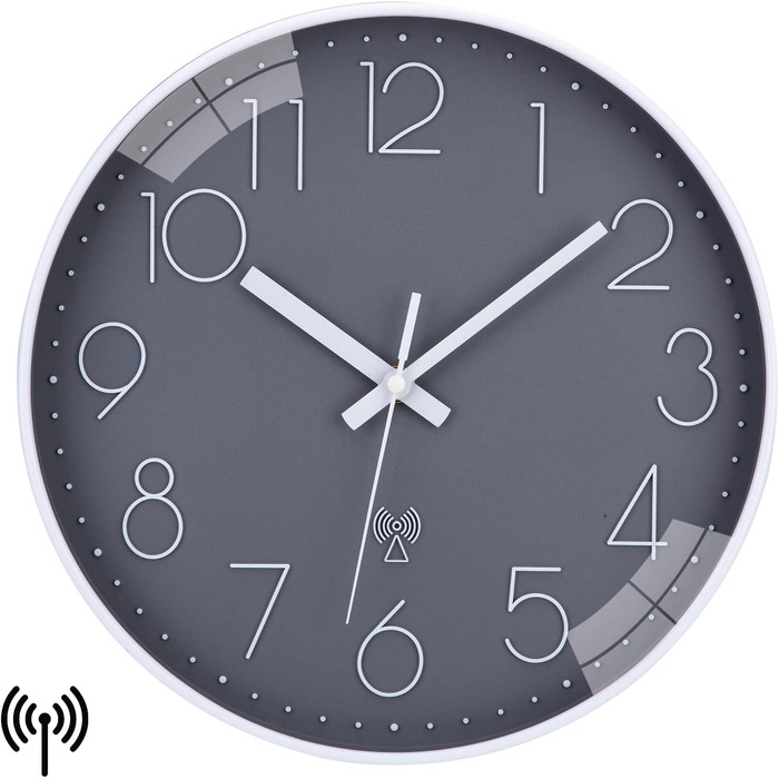 NESIFEE Funkuhr Wall Clock No Ticking Silent Wall Clock Easy to Read Clock for Kitchen Living Room Radio Wall Clock Large 30 cm Living Room Clock Radio Clock Wall Clock Modern Wall Clocks Radio Clock Silent No Ticking
