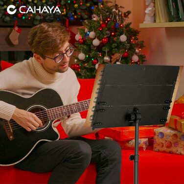 CAHAYA Тристорінчате металеве складне нотний стенд, регульована висота, чорний CY0317