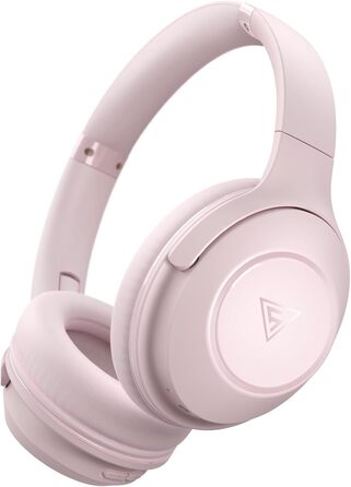 DOQAUS Бездротові навушники Bluetooth, 70 годин роботи, Bluetooth 5.3, Over-Ear, 3 режими EQ, HiFi стерео, з мікрофоном, складні, з м'якими амбушурами, рожеві