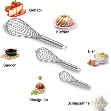 Набір міксерів-вісків з нержавіючої сталі, 3 шт. (21см, 26см, 29см) для тіста, яєць, збивання, приготування соусів. Якісні віски для кухні, сріблястого кольору.