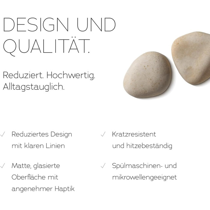 Набір посуду Feinsteinzeug на 6 осіб (18 предметів) — міцний та стійкий до подряпин, бежевий глянцевий | Тарілки, тарілки для десерту та миски | Magnetiks Soft Pebble | 18 предметів