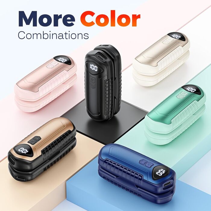 Грілки для рук акумуляторні, 2 шт, електричні, портативні, 6000mAh, кишенькові, ультралегкі та тонкі, 5 рівнів нагріву до 55°C, ідеальні для кемпінгу, чорні