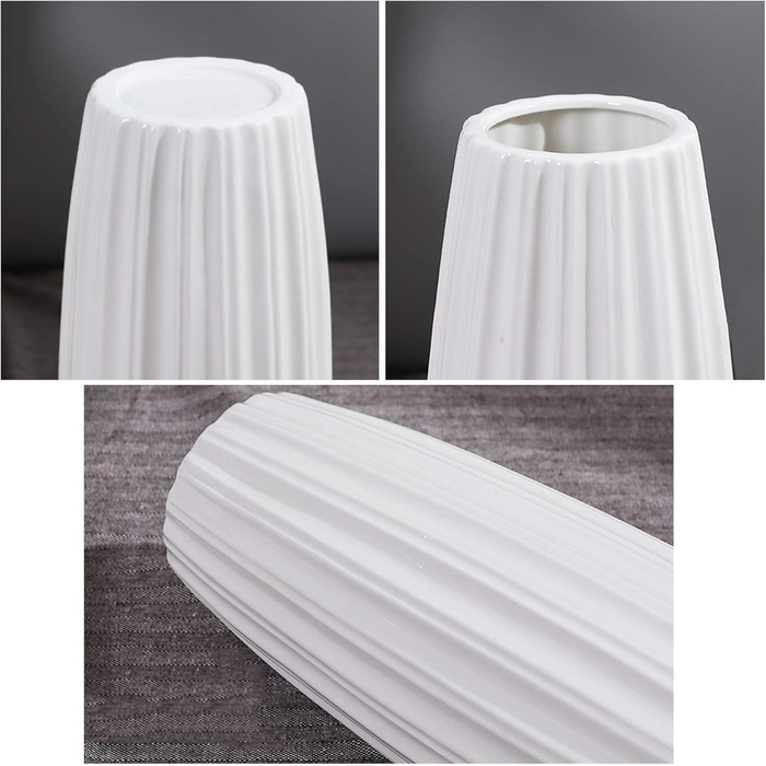 Керамічна ваза для квітів Fanquare з коричнево-чорними смугами, ручної роботи, висота 50 см (біло-смугаста)