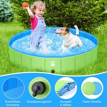 Басейн для собак великих та малих порід, 120 см, складаний, PVC, басейн для купання собак та дітей, портативний, басейн для собак
