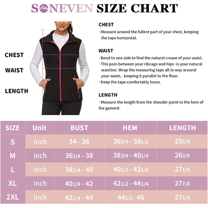 Жіноча флісова жилетка Soneven для активного відпочинку: біг, походи, їзда верхи. Легка, тепла, вітрозахисна, з блискавкою. Чорний колір, розмір M.