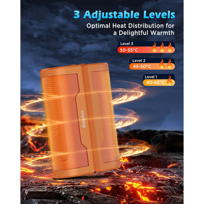 Електричні грілки для рук EasyAcc 10000mAh, 2 шт. з LED-дисплеєм, 3 режими нагріву, для кемпінгу, полювання, Рейно