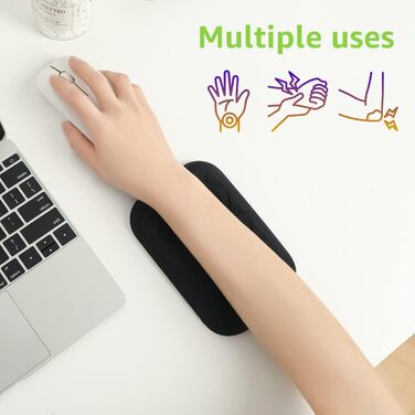 Підставка для зап'ястя та ліктя Ergonomische LargeLeaf для столу з Memory Foam, чорна (20*4 см, 16*11 см)
