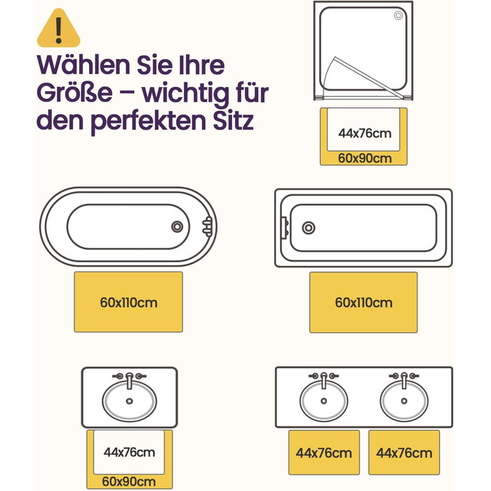 Килимок для ванної кімнати DEXI 60 x 90 см, неслизький, миючий, з мікрофібри, швидковисихаючий, сірий