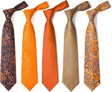 HISDERN Набір краваток для чоловіків (5 шт.) з кишеньковим хустинкою. Класичний елегантний аксесуар для весілля. Шовкові краватки та хустинки в подарунковій коробці.