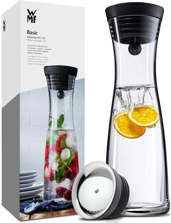 Скляний графин для води WMF Basic 1 л з силіконовою кришкою та довгою щіткою для миття 41 см з 6 м'якими губками
