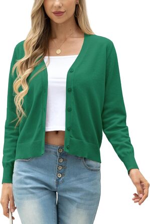 Кардиган жіночий Grecerelle, в'язаний, елегантний, темно-зелений (S)