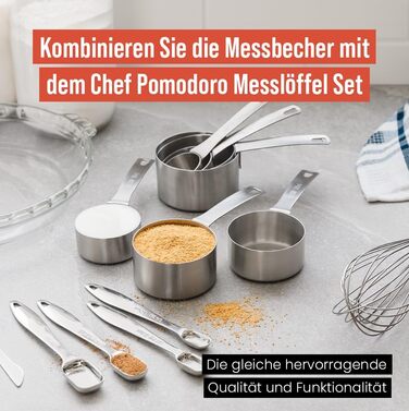Набір мірних склянок Chef Pomodoro з нержавіючої сталі (7 шт., 30–240 мл) – для кухні та випічки
