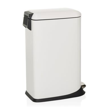 Сміттєвий відер з педаллю та кришкою SoftClose hjh OFFICE CLEAN Slim, 20л, сталевий вузький смітник з внутрішнім відром, білий, 56x34x22 см