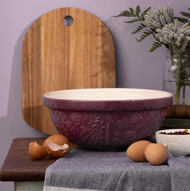 Mason Cash Stoneware Mixing Bowl 24 cm | Daisy | 2.7 L | Dough Bowl for Bread Dough, Cake Dough or Pizza Dough | Made from high-quality, chip-resistant stoneware | Large Dough Bowl