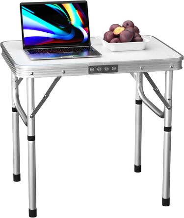 Складний алюмінієвий стіл для пікніка, кемпінгу, саду та вечірок 120x60x70 см, регульована висота