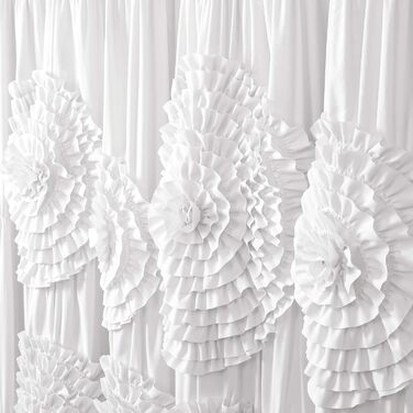 Шторка для душу Lush Decor Serena з рюшами, 183x183 см - квітковий дизайн, вінтажний гламур, стиль кантрі