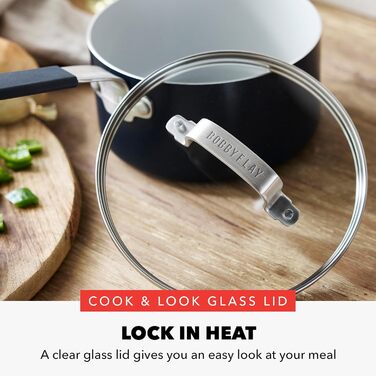 Набір кухонного посуду GreenPan x Bobby Flay 13 предметів, професійний алюміній, антипригарне покриття Ceramic, індукційний, силіконовий, безпечний для миття в посудомийній машині та духовці, сірий (Графіт/Nature's Delight), 2.4 л, Оксфорд Блакитний