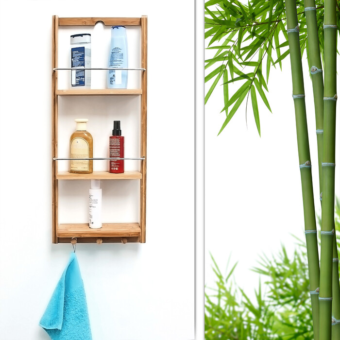 Relaxdays Hanging Shelf, Bathroom, Bamboo