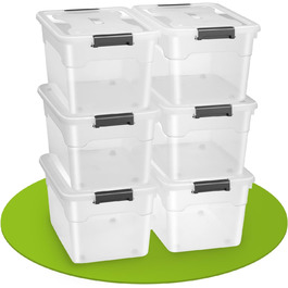 JUSKYS Storage Box with Lid - Set of 4 Plastic Boxes, 45L - Large Box, Stackable, Transparent - Storage Organization System Storage Boxes (Set of 6 - 45 Liters)