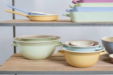 Riess, 0297-006, Weitling 32, CLASSIC - BUNT/PASTELL, Color Blue, Diameter 32 cm, Height 13.3 cm, Capacity 6 liters, Enamel, Bowl with 2 handles