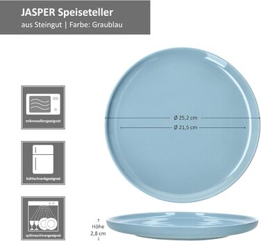 Набір посуду Ritzenhoff & Breker Jasper, 12 предметів, сіро-блакитний, з кераміки, для 6 осіб. Включає 6 супових та 6 обідніх тарілок. Ідеально для сніданку, обіду та вечері.