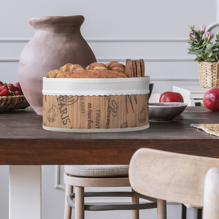 Relaxdays Bamboo Bread Box with Fabric Insert