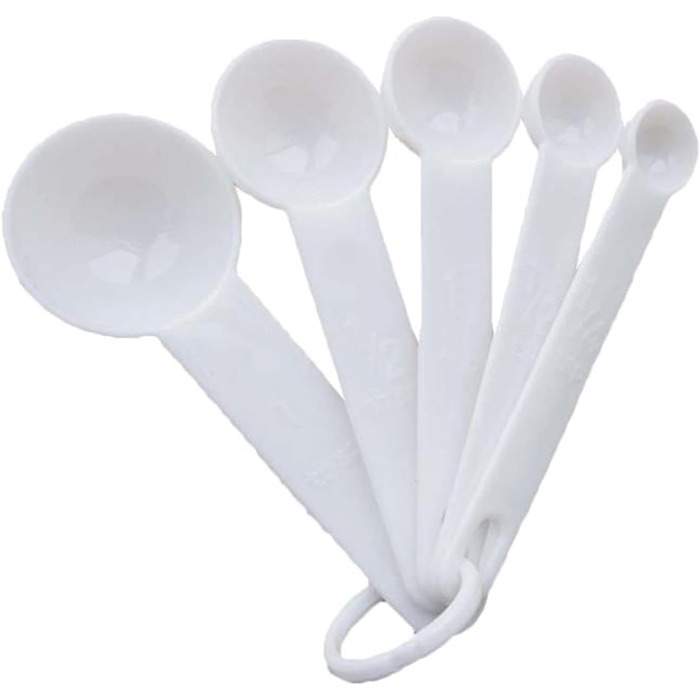 FBHappiness 5-Piece/Set Measuring Spoons, Teaspoons, Coffee-Sugar Measuring Cups with Scale, Tools, Scoop, Baking, Cooking, Kitchen (Color: 5 Pieces Black) (5 Pieces White)
