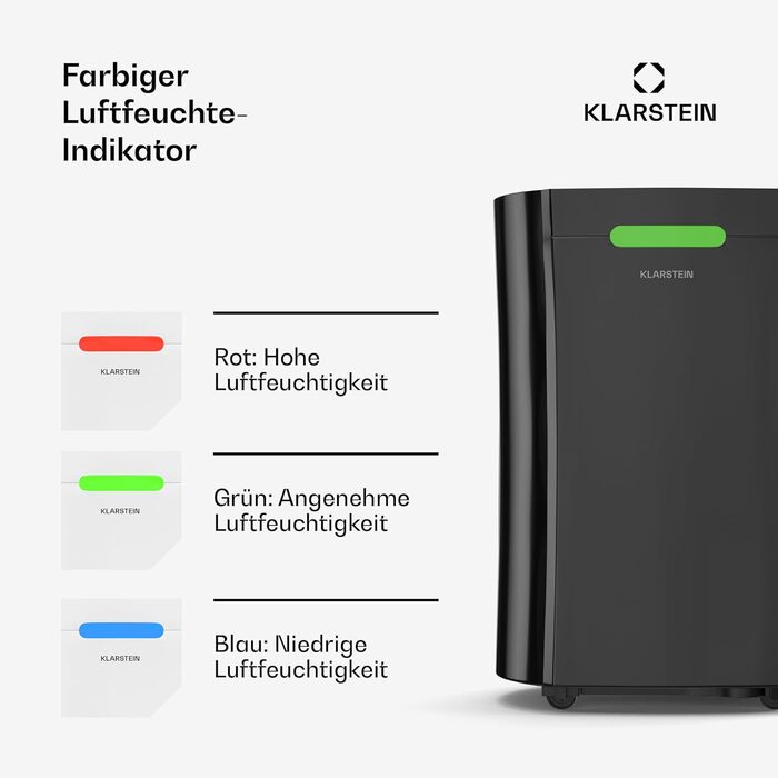 Електричний осушувач Klarstein AeroDry Smart 12 л - 12 л/день, Wi-Fi, керування через додаток/Alexa, LED дисплей, фільтр вугілля, для приміщень до 18 м²