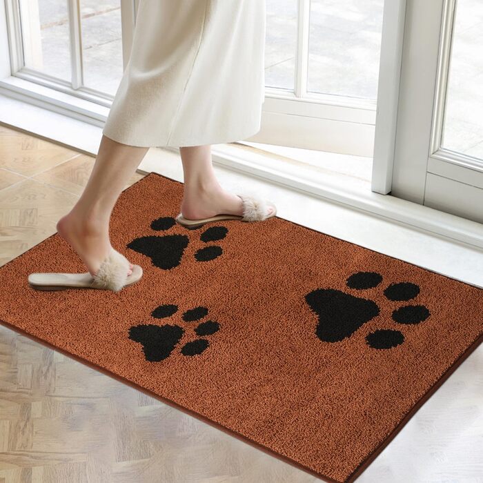 Привідний килимок Mibao для входу та авто 60x90 см, протиковзкий вологопоглинаючий килим для бруду та лап тварин, що миється в машинці (Коричневий)