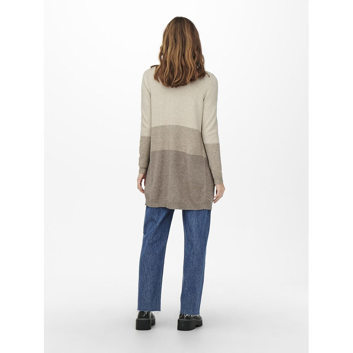 Жіноча в'язана кофта ONLQUEEN M, смугаста / бежево-димний