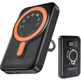 Портативний Пауербанк 12000mAh з бездротовою зарядкою та LCD дисплеєм, 22.5W, USB-C, для iPhone 16/15/14/13/12 Pro/Pro Max