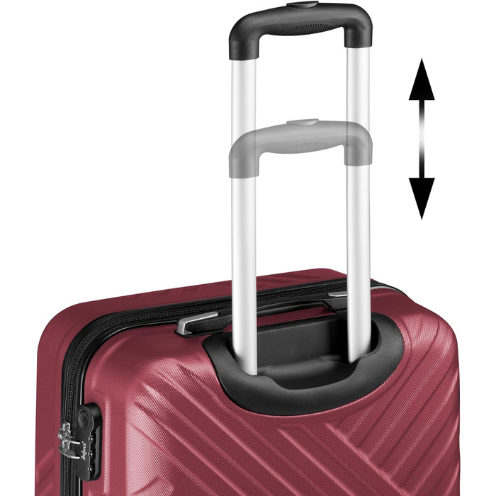 Набір валіз Zelsius 3 шт. (Чорний, Червоний) | ABS, Замки, Роздільники | Ручна валіза, Trolley, Кoffer Groß