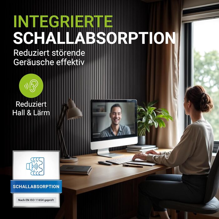 Акустичні панелі Juskys для стін, набір 4 шт (2,88 м²), 120x60 см, шумопоглинаючі декоративні панелі від луни та шуму, колір: чорний дуб