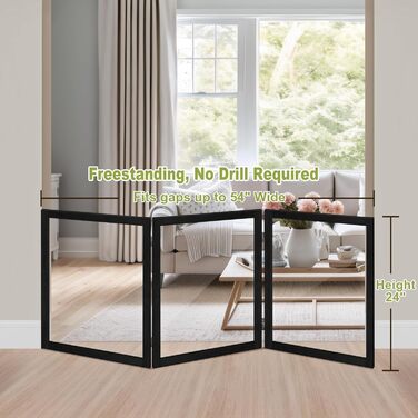 Дерев'яне воріт для собак, 4 панелі, широке, 76,2 см, розкладне, бар'єр для тварин, масивне дерево та сталевий дріт, захисне воріт для дверей, коридорів, 76 см заввишки