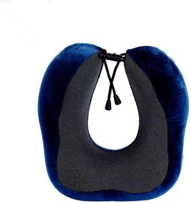 Подушка для шиї з піною Memory Foam, 360-градусна підтримка голови, комфортна та легка, ідеальна для подорожей (літак, авто, поїзд, автобус) та дому, з чохлом (Блакитна)