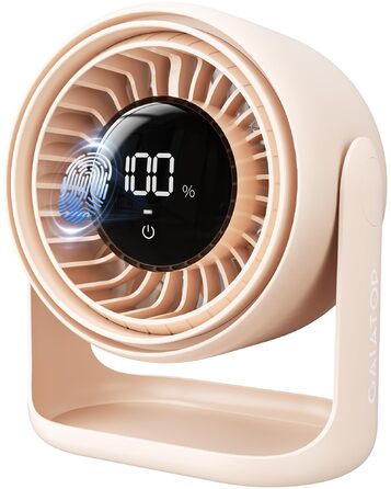 Настільний вентилятор Gaiatop з керуванням Touch, акумулятор 4000 mAh, 5 швидкостей, тихий міні-вентилятор з LED-дисплеєм, нахил 90°, зарядка через USB-C, для офісу, спальні, дому (Рожевий)