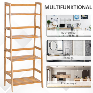 HOMCOM Bookshelf Standing Shelf with 4 Levels Storage Shelf made of Bamboo Office Shelf for Living Room, Bedroom, Office, Natural | Aosom