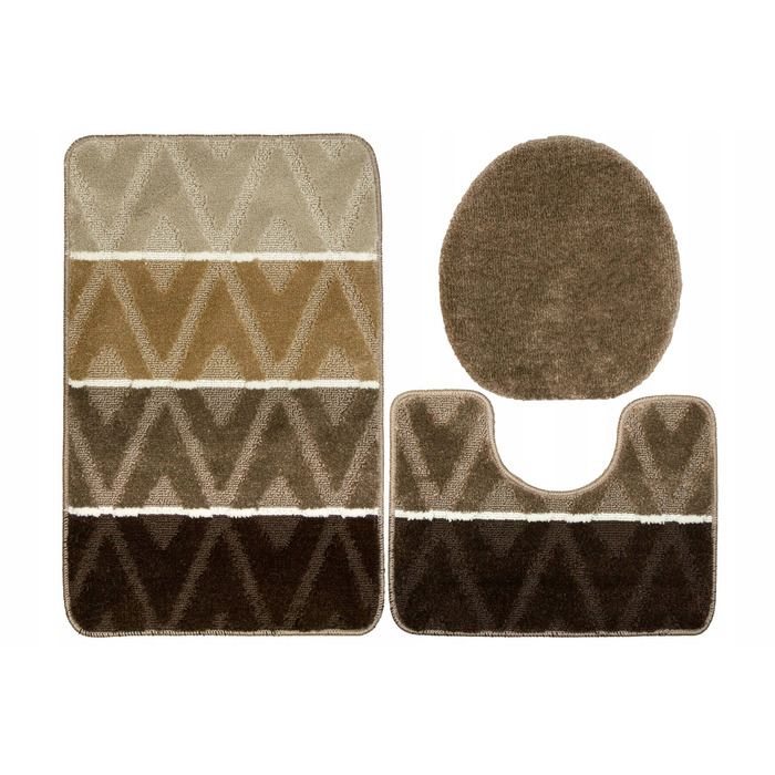 Набір антиковзаних килимків у ванну PALMA (3 шт.) з ромбами, бежево-коричневий