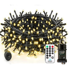 LED гірлянда на батарейках для дому та вулиці, 100 LED, з пультом, таймером, IP65, 25м, тепле світло