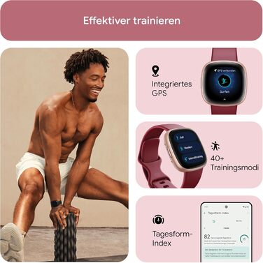 Смарт-годинник Fitbit Versa 4 – фітнес-трекер з GPS, телефоном, 6 днів роботи від акумулятора, 40+ режимів тренувань, сумісний з Android/iOS, рожевий пісок / алюміній, колір мідно-рожевий