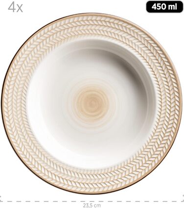 MÄSER Serie Prospero: 8-Piece Premium Tafelservice для 4 осіб (Gastronomie-Qualität), Білий, Durable Porzellan