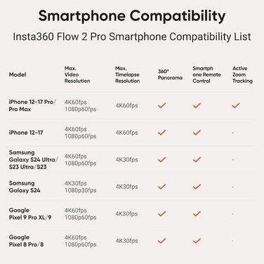 Insta360 Flow 2 Pro Gray – Професійний гіростабілізатор для смартфона з Apple DockKit, AI-tracking, інтегроване штатив/селфі-стік, для мобільного влогінгу та подорожей, сірий колір