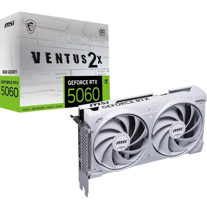 Відеокарта MSI GeForce RTX 5060 VENTUS 2X OC WHITE 8GB GDDR7, PCIe 5.0