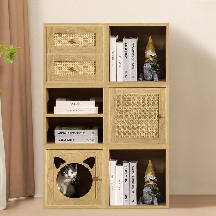 Magic DIY Cube Storage Organizer, Stackable Cubes for Home, Books, Clothes, Toys, Modular Storage System, Closet Organizer, Bookshelf, Closet (French (Yellow Oak, General Cube))
