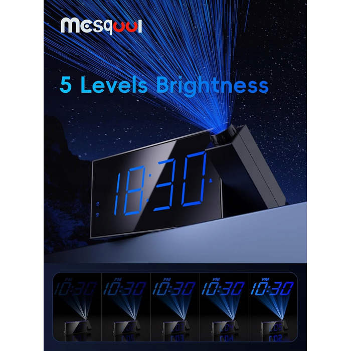 Цифровий будильник з проєктором та великим LED-дисплеєм, Mesqool