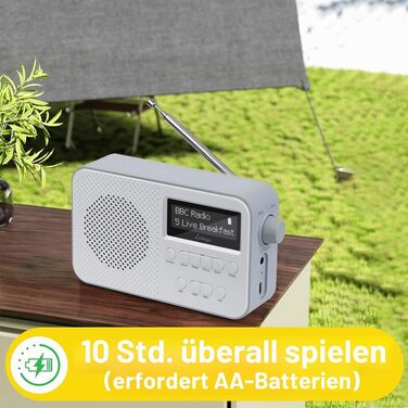 Портативне цифрове радіо LEMEGA PR2-Max DAB+/FM, Bluetooth 5.3, живлення від батарейок AA, сіре