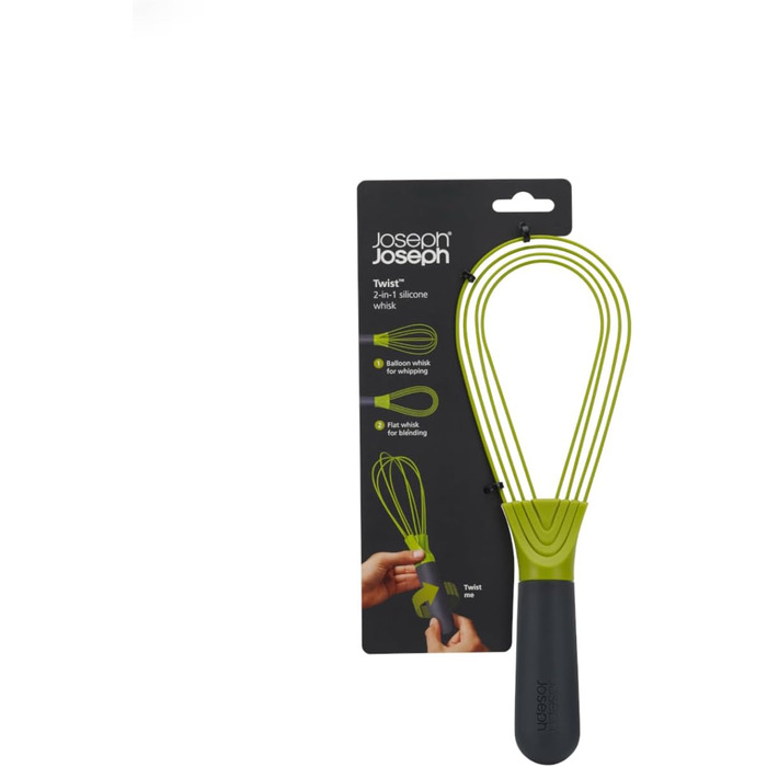 Міксер Joseph Joseph Twist 2-в-1: плоский та для збивання, силіконовий, сірий/зелений, 280 г