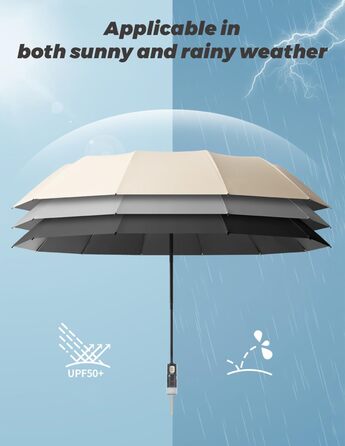 MidingChai Парасолька-зонт Штормостійка, велика, з захистом від УФ, автоматична, портативна, XXL для гольфу, подорожей та відпочинку, чорна (для чоловіків та жінок)