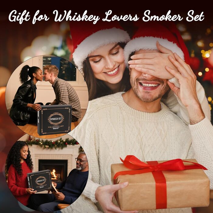 Набір для копчення коктейлів: 6 смаків, дерев'яні чипси, форми для льоду, 2 склянки. Ідеальний подарунок для чоловіків. (Без бутану)